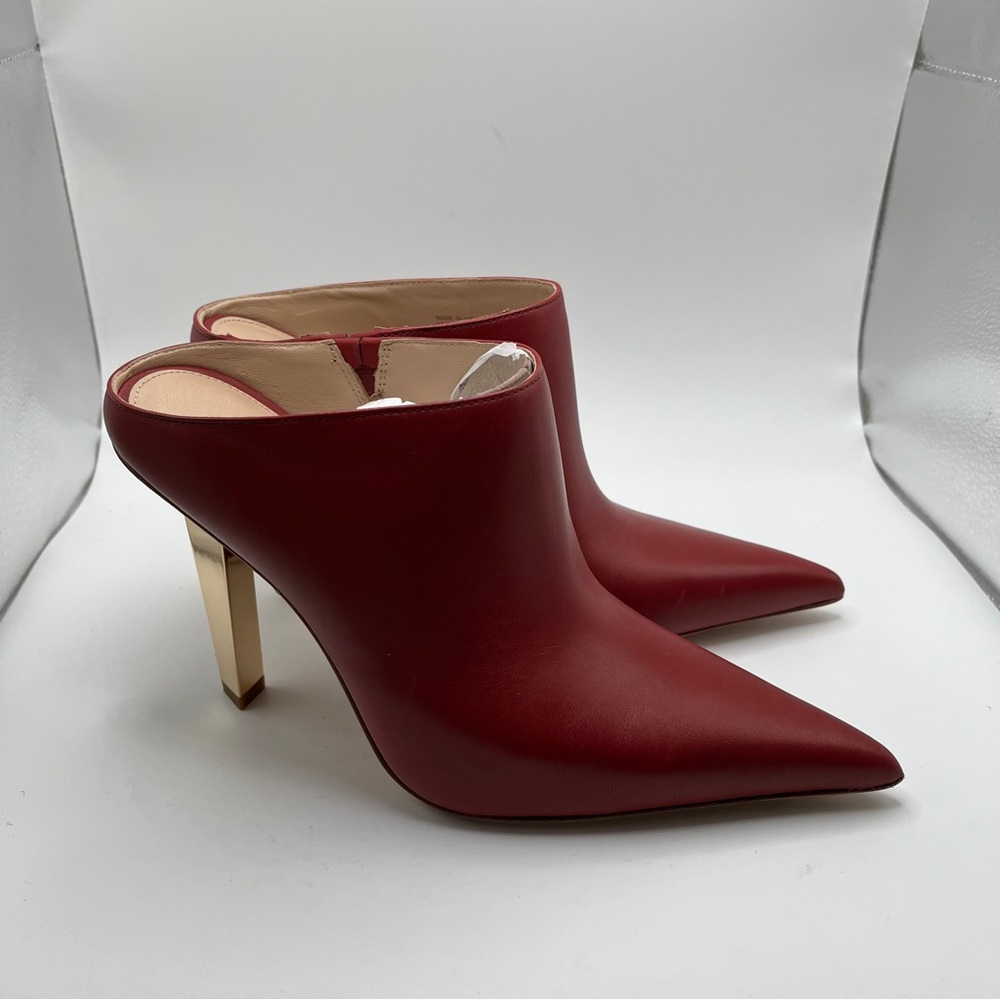 NWB MICHAEL KORS Halle Leather Mule Pump size 7M red gold heel - Picture 4 of 11